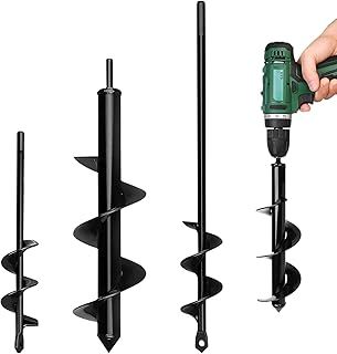 Garden Auger Drill Bit for Planting 4.6x37cm/8x30cm/4x22cm, Bulb Planting Auger, Post Hole Digger,Fence Post Digger Tool,Auger Post Hole Digger for 3/8" Hex Drive