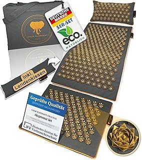 CALM ELEPHANT ORIGINAL® Genuine Acupressure Mat with Cushion XXL Set of 5 Massage Mat Back Tension Relieve Acupuncture Mat Cushion with Heat Function, Lumbar Cushion, Doormat & Bag, Grey