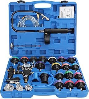 28PCS Radiator Pressure Tester Kit Universal Cooling System Tester Kit Imprint Device and Adapters Professional Radiator Tool Kit for Leak Detection Coolant Filling for Cars