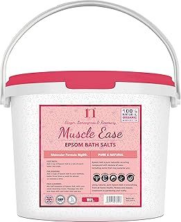Scented Epsom Salt Muscle Ease Salts with Ginger, Lemongrass & Rosemary Bucket Food Grade Magnesium Sulphate Foot Soak Salts Bath Epsom Salts (Ginger, Lemongrass & Rosemary, 25KG)