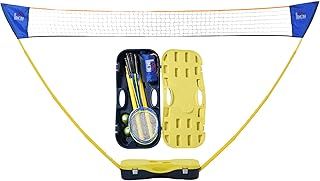 HOMCOM Portable Folding Badminton Net Set with 4 Badminton Rackets and 2 Nylon Shuttlecocks, for Adults Kids Indoor Outdoor Exercise Training