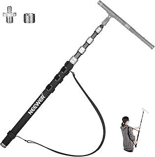 NEEWER Upgraded Microphone Boom Pole, 9.8ft/300cm Telescopic Carbon Fiber Mic Boom Arm with 5 Sections, 1/4” 3/8” 5/8” Screw Adapters, Cable Straps, Shoulder Strap & Storage Bag, MS-300C