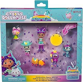 Gabby’s Dollhouse, Celebration-Themed Figures with Gabby Girl, 5 Cat Toy Figures, Surprise Toys and Doll’s House Accessories, Kids’ Toys for Girls and Boys 3+