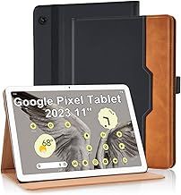 Case for Google Pixel Tablet 11 Inch 2023 PU Leather Folio Flip Cover Multi-Angle Viewing Stand Protective Cover with Pocket & Pencil Holder - Black