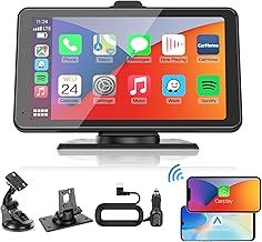 2024 Texpot Car Stereo with Apple CarPlay Android Auto, 7" HD Touchscreen Car Play Screen with Bluetooth, Portable Wireless Carplay Screen for Car with Live Navigation,Mirror Link,AUX/FM,Voice Control