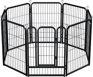 Large Dog Pen Indoor/Outdoor, 8 Panel Dog Puppy Play Pen, Heavy Duty Portable Pet Exercise Fence with Gate 80cm High - Grey