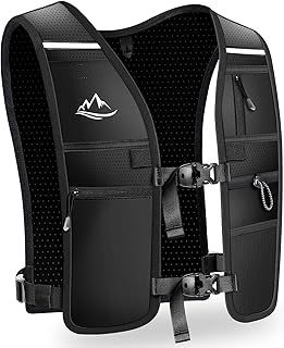 Running Vest, Adjustable Unisex Reflective Vest with Waterproof Zipper Phone Pocket and 7 Storage Compartments, Lightweight and Breathable, Perfect for Running, Cycling, and Hiking