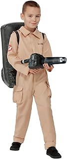 Smiffys Ghostbusters Child’s Costume, Jumpsuit with Inflatable Backpack, Officially Licensed Boilersuit with Ghostbusters Logos, Perfect for Halloween and 80s-Themed Family Fancy Dress
