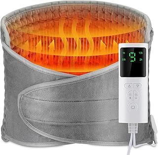 Electric Heating Pad for Back Pain Relief, 12'' x 50'' Heating Pad Wrap, Lumbar Warmer Pad for Waist Belly Leg, Fast Heating, 9 Temperature Settings, 4 Gears Timing, Overheating Protection, Washable