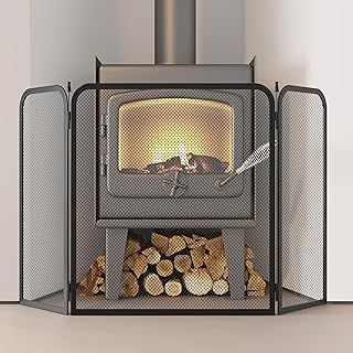 Kinson Black Fireplace Guard – 96.5x53cm – Safety Fire Guard for Wood Burners, Log Burners, and Open Fires – Baby Safety Fireguard for Home Protection