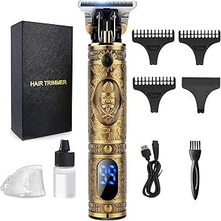 Hair Clippers Men,Cordless Beard Trimmer,Professional Clippers Grooming Kit,Precision T-Blade Mens Trimmer with LED,Shavers for Men Beard Shaper,Electric Razor USB Rechargeable,Gifts for Mens