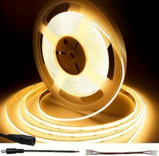 COB LED Strip, Dotless LED Strip Light with 480LEDs/M, CRI 90+, 8mm Width, DC24V COB Led Tape Lights, COB LED Strip Lights for Bedroom Decoration (Power Supply Not Included).10M, Warm White,