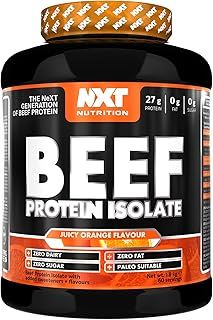 NXT Nutrition Beef Protein Isolate Powder - Protein Powder High in Natural Amino Acids - Paleo, Keto Friendly - Dairy and Gluten Free - Muscle Recovery | 1.8kg (Orange)