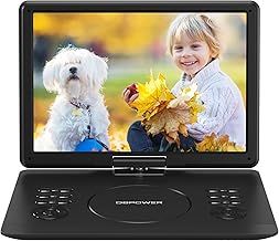DBPOWER 16.9" Portable DVD Player with 14.1" Swivel HD Large Screen, with 6 Hrs 5000mAH Rechargeable Battery, High Volume Speaker, Support DVD/USB/SD Card and Multiple Disc Formats