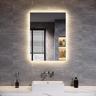 ELEGANT Bathroom Mirror with Shaver Socket 800x600mm Backlit LED Illuminated Bathroom Mirror with 3 Colors Dimmable | Touch Switch | Demister Pad, Vertical & Horizontal