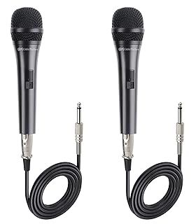 Cable Matters 2-Pack Cardioid Dynamic Vocal Microphones with 4.5m Cable, Wired Singing Microphone/Singing Machine Microphone Karaoke