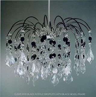 Chandelier Style Ceiling Light Shade Droplet Pendant Acrylic Crystal Luxury (Fountain Drop Black/Clear)