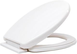 Soft Close Toilet Seat, Toilet Seat with Quick Release for Easy Clean, Simple Top Fixing, Standard Toilet Seats White with Adjustable Hinges.