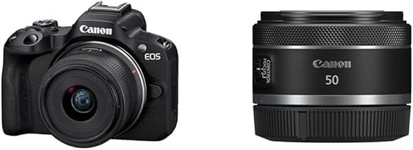 Canon EOS R50 Mirrorless Camera + RF-S 18-45mm F4.5-6.3 IS STM + RF-S 55-210mm F5-7.1 IS STM Lens - 24.2MP, APS-C, 15fps | 4K Oversampled 6K Video | Wi-Fi, Bluetooth | Compact for Travel & Vlogging