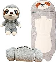 Kids Sleeping Bag With Pillow - Large Sleeping Bag For Children With Cute Plush Toy. Sloth Animal Sleeping Bags For Kids, Foldable Cosy Nappers For Sleepover, Happy Napping For Boys And For Girls.