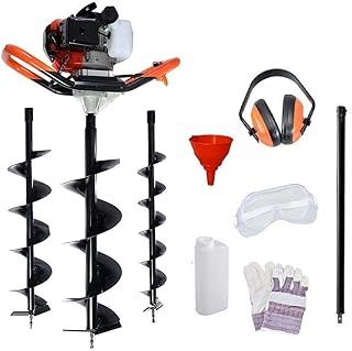 cc 2-Stroke Petrol Earth Auger – Heavy-Duty Garden Fence Post Hole Digger with 3 Auger Drill Bits & Extension Pole