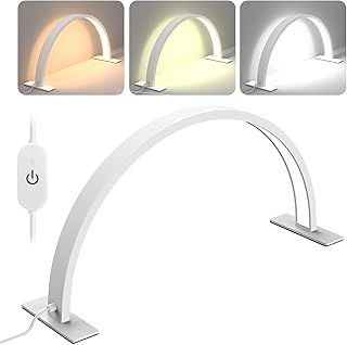 Yofuly Floor Lamp for Eyelash Extension, Dimmable Half Moon Lash Light with Phone Holder & Adjustable Height, (White for Nail)