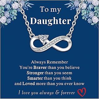 RANKEEF Mother Daughter Necklace Gifts Sterling Silver Heart Infinity Necklace with Love Card Birthday Christmas Mothers Day Gifts