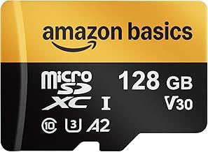 Amazon Basics 128GB micro sdxc Card with Reader Adapter, Fast Speed Up to 200MB/s, Black, 1-Pack