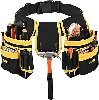 Tool Belts for Men,Heavy Duty Tool Belts with 26-Pockets,Adjustable and Detachable Tool Pouches and Belts for Electrician,Carpenter,Construction,Joiners,Plumbers,Work Tool Belt