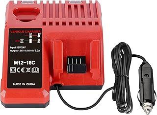 Replacement for Milwaukee Battery Charger,Portable Rapid Car Charger for Milwaukee 12V 18V M12 M18 XC 48-59-1812 48-11-1820 48-11-2402 48-11-1840 48-11-1850 48-11-1852 48-11-2401 Li-ion Tool Battery