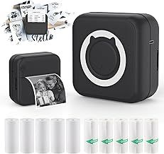 HUIJUTCHEN Mini Pocket Printer Portable Thermal Photo Printer with 10 Rolls Printing Paper for Android or iOS APP, Bluetooth Inkless Printer Labler Maker (C15-Black)