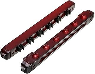 A Set Pool Cue Rack Wall Mount Stick Rack Wooden Billiard Cue Holder Stand with 6 Cue Clips for Billiards Snooker Accessory, Mahogany