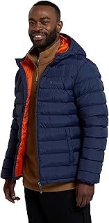 Mountain Warehouse Season Mens Padded Jacket - Water Resistant Jacket, Lightweight, Warm, Lab Tested to -30C, Microfibre Filler - for Travelling, Walking