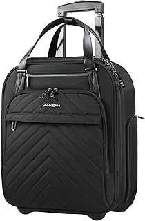VANKEAN Carry On Underseat 16-inch Multi-Functional Underseater Lightweight Overnight Suitcase with Wheels Roller Case for Women Men Travel Business, Black