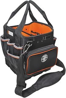 Tool Bag with Shoulder Strap Has 40 Pockets for Tool Storage and Orange Interior Klein Tools 5541610-14
