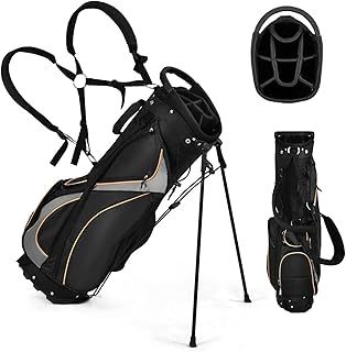 Golf Stand Bag, Professional Golf Club Bag with 8 Way Divider, 7 Storage Pockets, Cooler Bag, Dual Strap & Rain Hood, Lightweight Golf Carry Bag for Men & Women