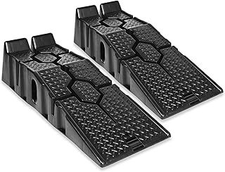 Set of 2 Car Ramps Heavy Duty Black, 3 Ton Plastic Vehicles Ramp, 33cm Extra Wide Car Maintenance Lifting Tools