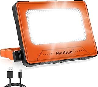 USB & Solar Rechargeable Work Light Equivalent 80W, 3000Lumen 4 Modes Portable Floodlight 10000mAh Battery Power Bank, Camping Light Magnetic for Tent Car Repairing Hiking Fishing Emergency Power Cuts