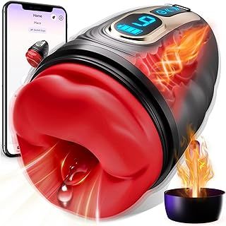 Male Masturbator Sex Toys for Men with Heating Rod, 9 Vibrating Male Mastuabors Adult Toys, LCD, Sex Toys4mens UK Mouth-Wrapped Blowjob Penis Trainer Vibrator Stroker Pocket Pussy Doll Mens Fleshliglt