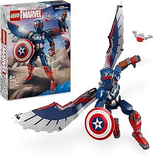 LEGO Marvel New Captain America Construction Figure, Super Hero Action Set with Shield and Drone, Building Toy for 8 Plus Year Old Boys & Girls, Avengers Birthday Gift Idea 76296