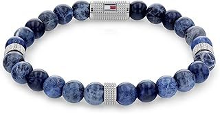Tommy Hilfiger Jewelry Men's Beaded Bracelet with Lava Stones Color Blue - 2790436