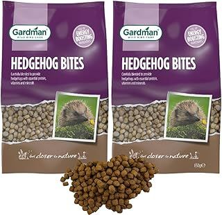 Gardman Hedgehog Food Bites Bundle - Pack of 2 x 650g High Energy Rich Nutritious. Pet Food Suitable for Feeding Station or Ground Feeder, Comes with Topline Card.