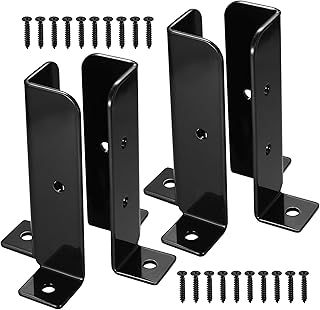 3.54 Inch Fence Post Brackets Anchors, Fence Post Support Bolt Down, Fence Post Anchors, Black Fence Post Holder Support Base for Square Wooden Posts, Mailboxes, Railings Pfostenhalterungen (90x120mm)