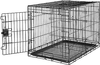 Amazon Basics Large Metal Dog Crate/Cage with Tray, Durable and Foldable Dog Cage with Single Door, Black, Large 91cm (36")
