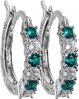 925 Sterling Silver Cubic Zirconia Hoop Earrings, Colorful Crystal Small Hoop Earrings Pave CZ Round Hoop Earrings Jewelry for Women, Hypoallergenic Jewelry Birthday Gifts