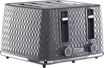 Daewoo Argyle Collection, Toaster 4 Slice With Defrost, Reheat And Browning Control To Use At Your Convenience, While The Removable Crumb Tray Makes Cleaning Quick, Grey