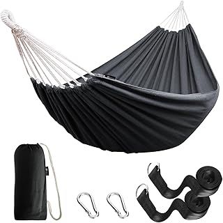 Anyoo Cotton Hammock Comfortable Fabric with Tree-friendly Straps, Durable Portable Hammock with Travel Bag,Perfect for Garden Camping Outdoor/Indoor Patio Balcony Backyard