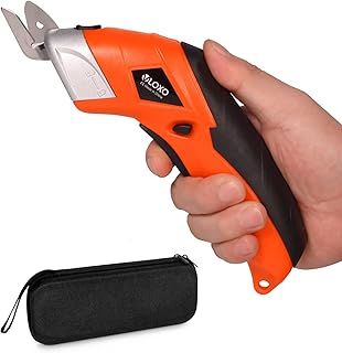 VLOXO Electric Scissors Wireless Cardboard Cutter Electric Fabric Scissors Box Cutter with 2 Blades Rechargeable Powerful Fabric Cutter for Crafts Leather Carboard Carpet Plastic Felt with Case-Orange