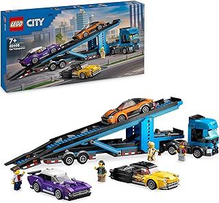LEGO City Car Transporter Truck with Sports Cars, 4 Vehicle Toy Set for 7 Plus Year Old Kids, Boys & Girls, with Trailer and 4 Minifigures for Imaginative Play, Creative Gift Idea 60408