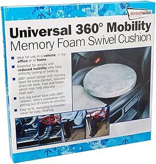 Streetwize - 360° Swivel Cushion, Car Pivotal Seat Cushion – 4.5cm Memory Foam, Rotating Seat Cushion For Cars, Vans, Offices (SWSV2)